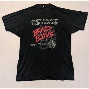 Vintage Bad Boys Of The NBA Detroit Pistons Single Stitch Black t shirt XL